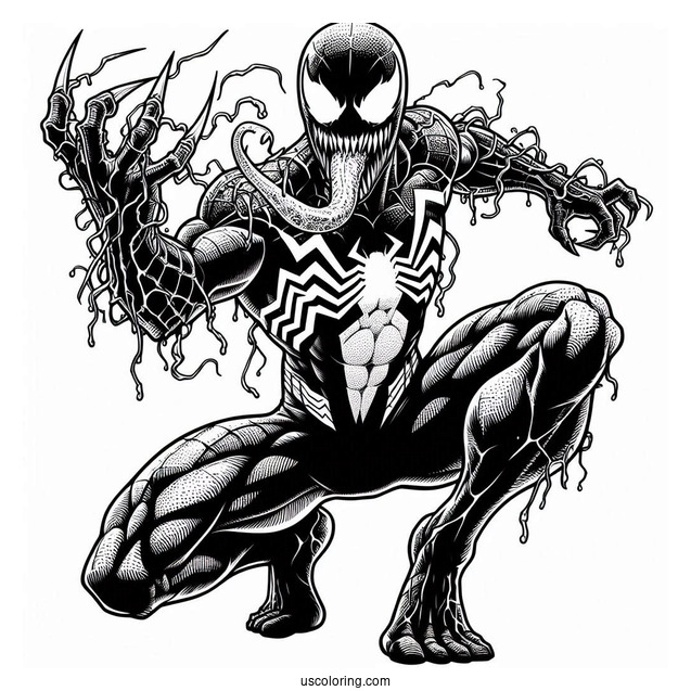 Venom And Spider-Man Detailed Coloring Page