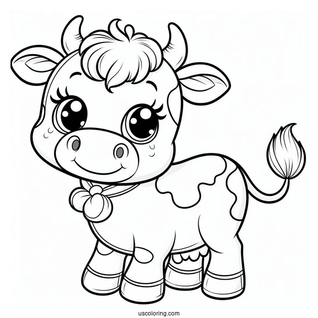 Cartoon Cow Coloring Sheet For Kids