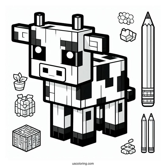 Detailed Minecraft Cow To Color