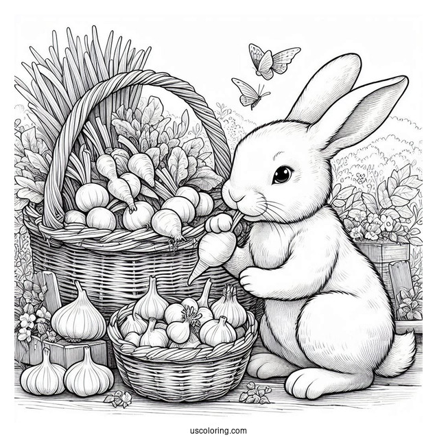 Peter Rabbit Coloring Page Harvesting Garlics With Benjamin Bunny
