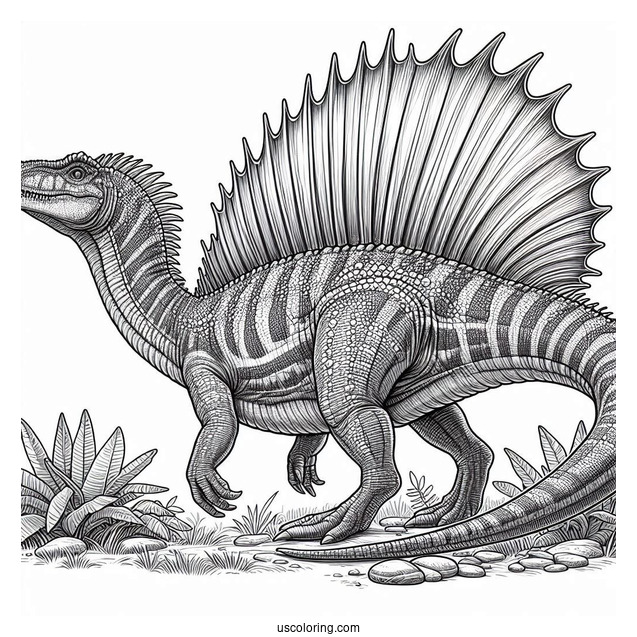 Realistic Spinosaurus Coloring Page With Textured Skin