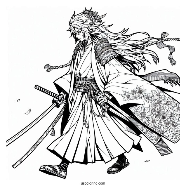 Manga Coloring Page Of The Elusive Samurai