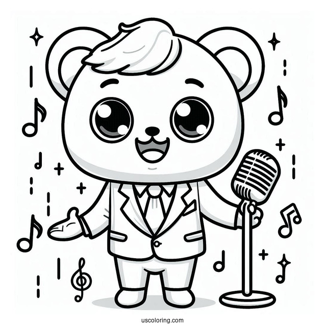 Sing Coloring Page Of Easy Outline Of Mike In Suit For Preschoolers