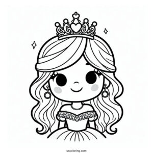 Smiling Princess Daisy Coloring Page In Crown And Gown