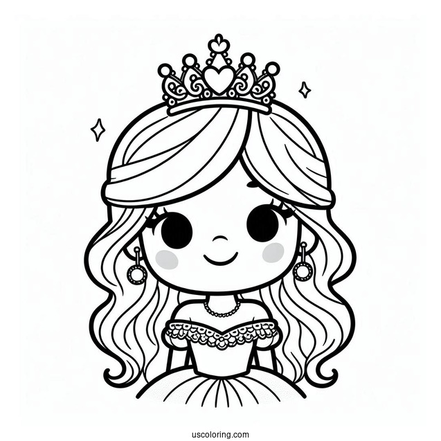 Smiling Princess Daisy Coloring Page In Crown And Gown