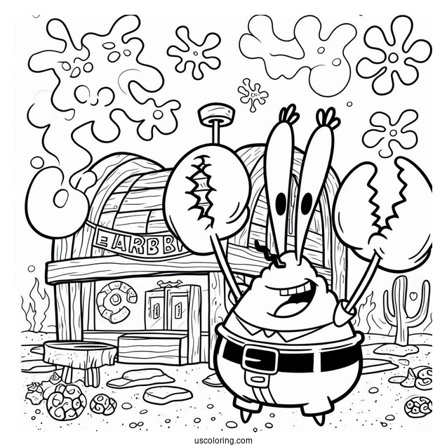 The Krusty Krab Restaurant Coloring Sheet