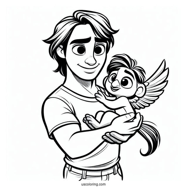 Rio Coloring Page Of Tulio Holding Rafael For Kids