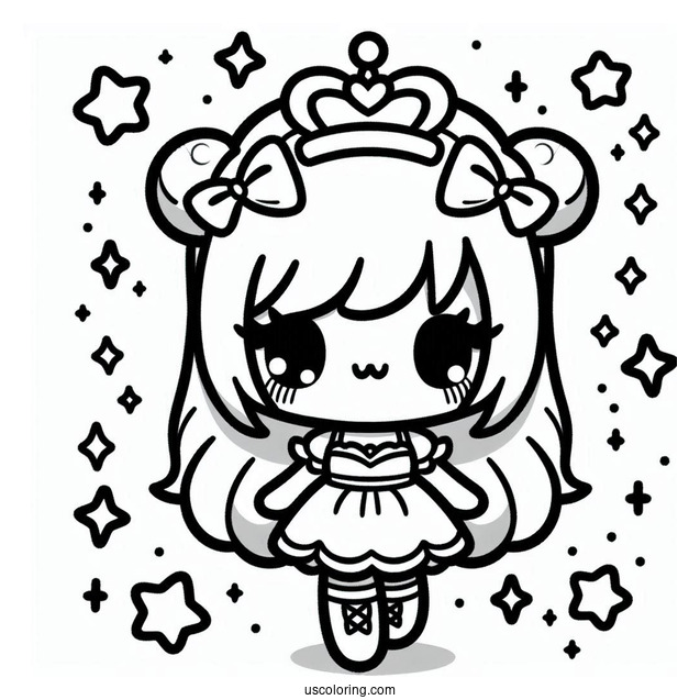 Cute Kawaii Coloring Page For Kids