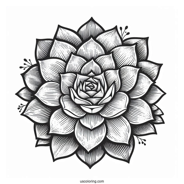 Succulent Coloring Page Flower Mandala