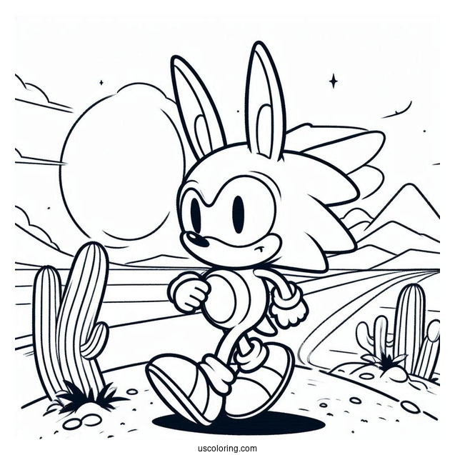Cream the Rabbit In The Desert Coloring Sheet