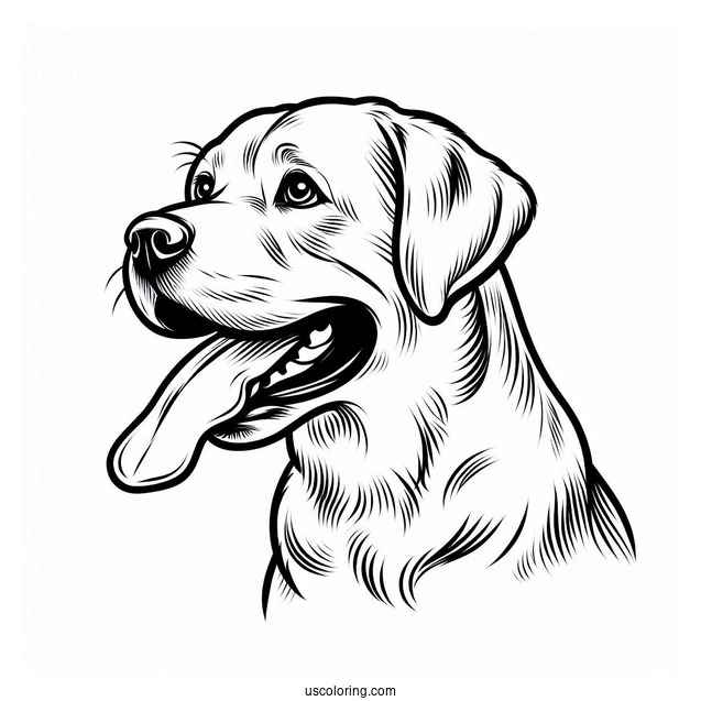 Coloring Sheet Of Labrador Retriever With Tongue Out