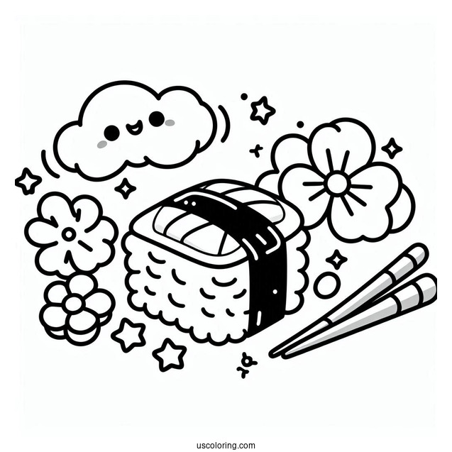 Easy Nigiri Sushi Coloring Pages For Preschoolers