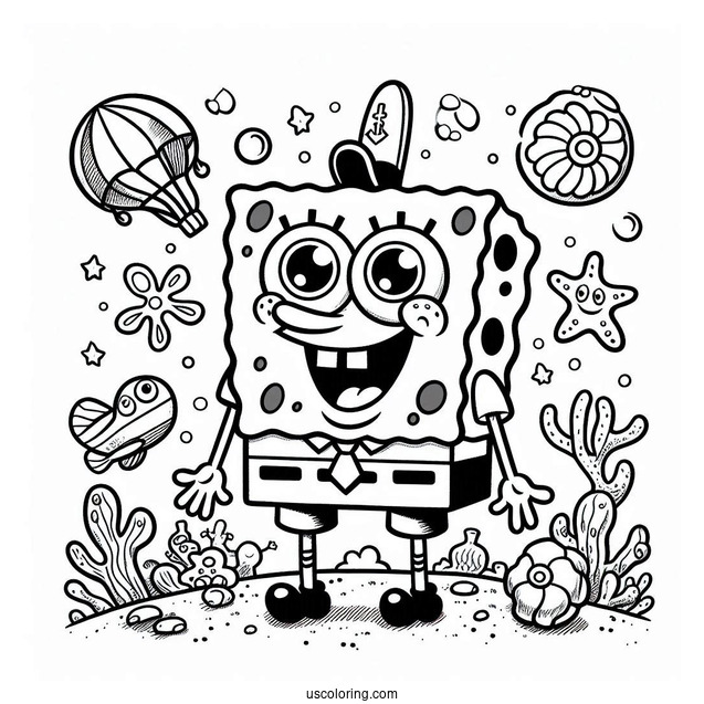 Easy SpongeBob SquarePants Coloring Page For Kids