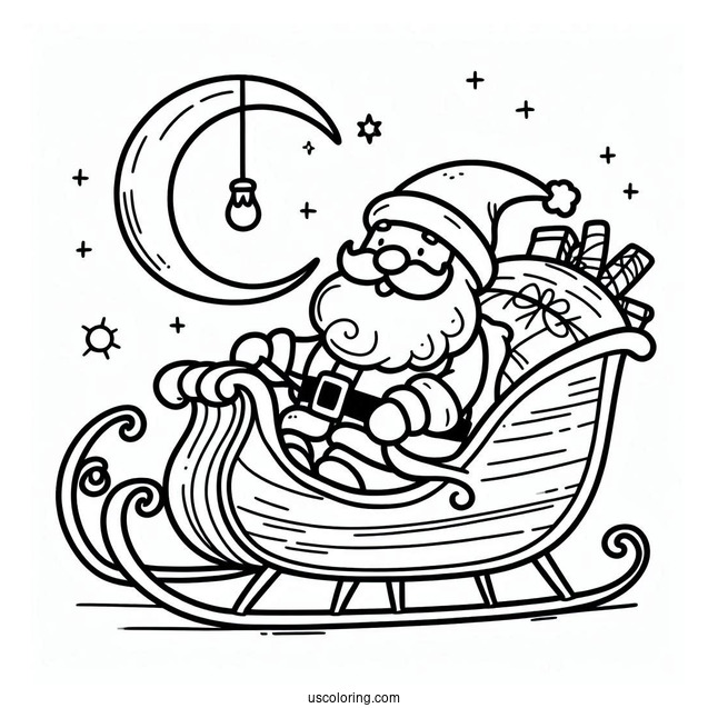 Easy Outline Of Santa In His Sleigh