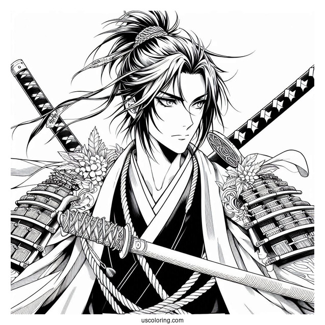 Manga Coloring Page Of The Elusive Samurai