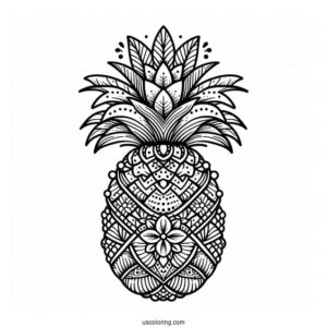 Beautiful Floral Pineapple Coloring Page for Adults