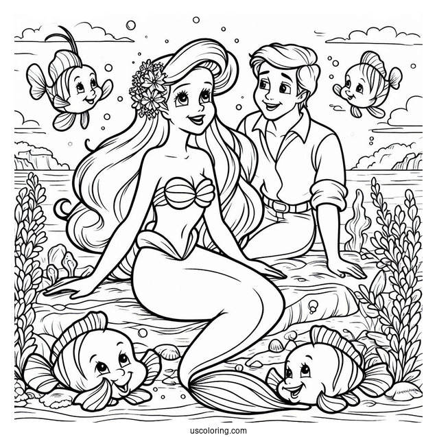 The Little Mermaid Ariel, Sebastian, And Flounders