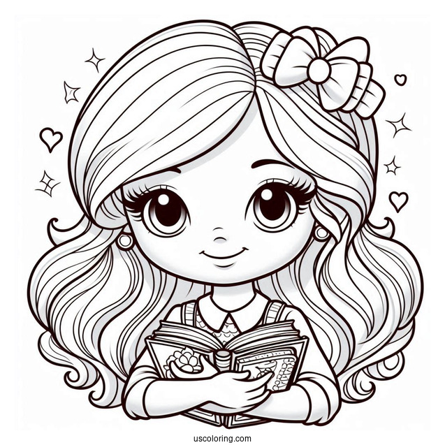 Polly Pocket Coloring Page Of Lila Draper Holding Books