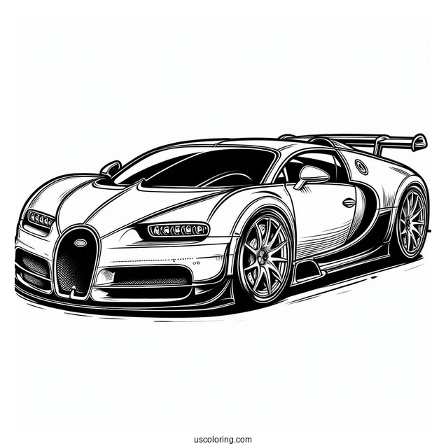 Detailed Bugatti Coloring Page Veyron GTR Racing