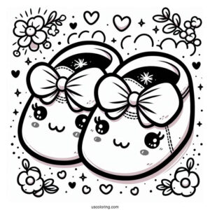 Kawaii Baby Shoes Coloring In