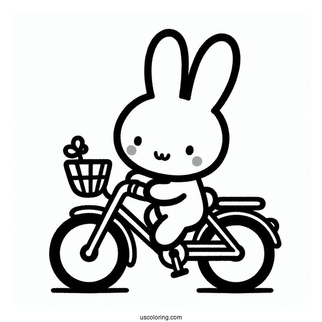 Miffy Coloring Page On A Bicycle For Preschoolers