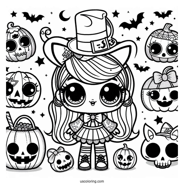 Coloring Sheet Of Halloween Themed LOL Surprise