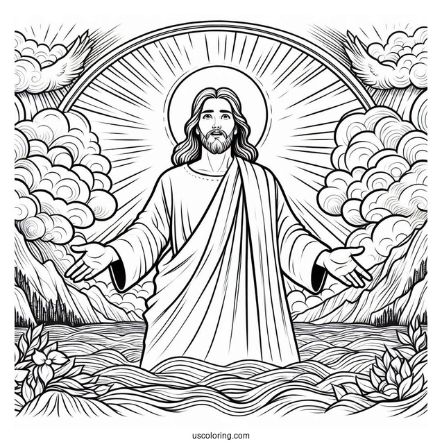 Jesus In Heaven Coloring Sheet For Kids