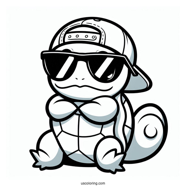 Cool Squirtle Coloring Page Of Squad Member With Arms Crossed
