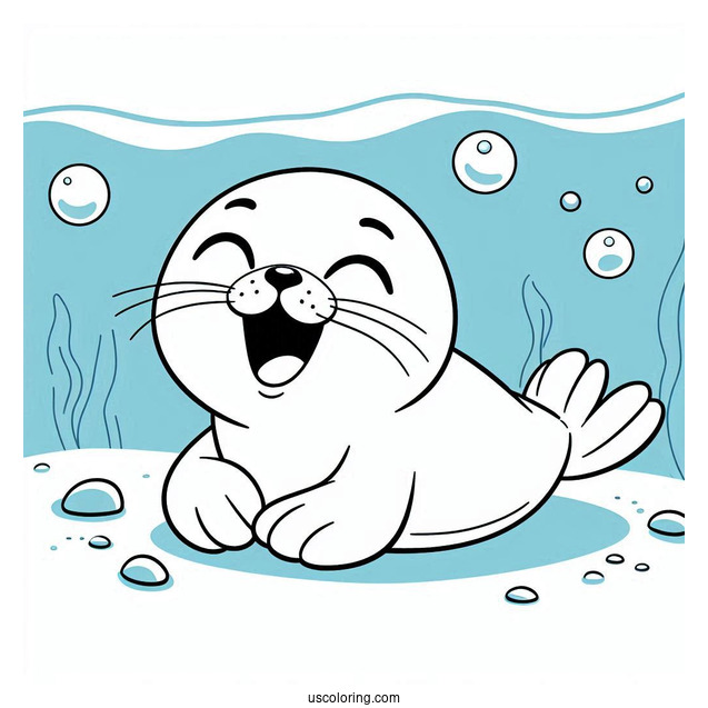 Laughing Baby Seal Coloring Page Under The Ocean