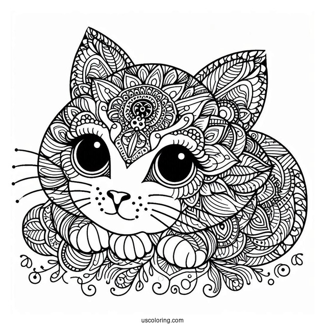 Cat Mandala Coloring In For Adults