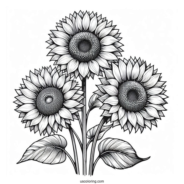 Three Big Beautiful Sunflowers