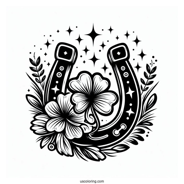 St Patrick_s Day Lucky Horseshoe To Color