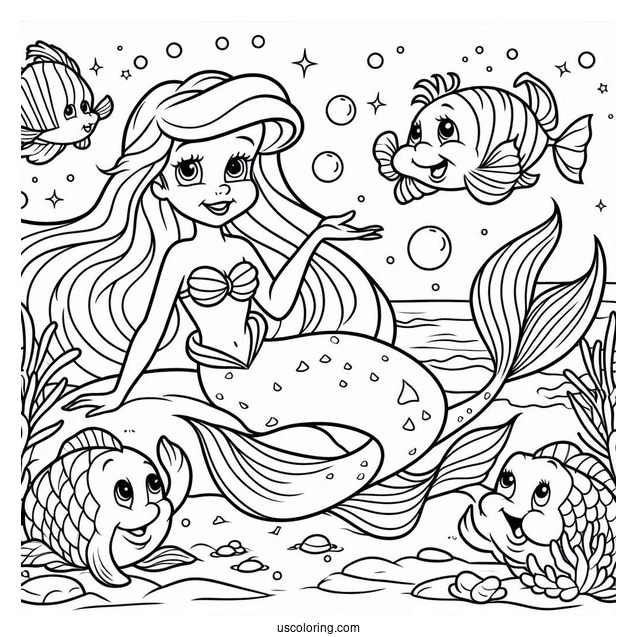The Little Mermaid Ariel, Sebastian, And Flounders