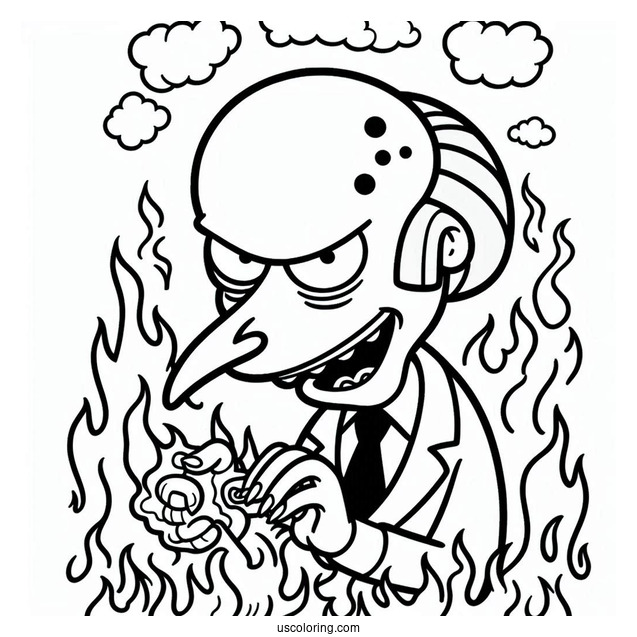 Simpsons Coloring Pages Of Evil Mr Burns For Kids