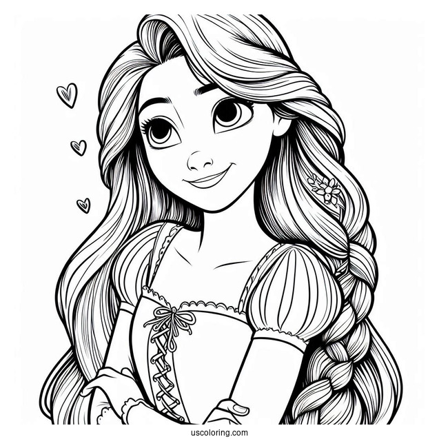 Easy Coloring Page Of Rapunzel
