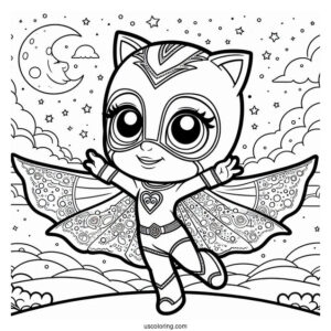 PJ Masks Coloring Page Of Luna Girl In The Night Sky