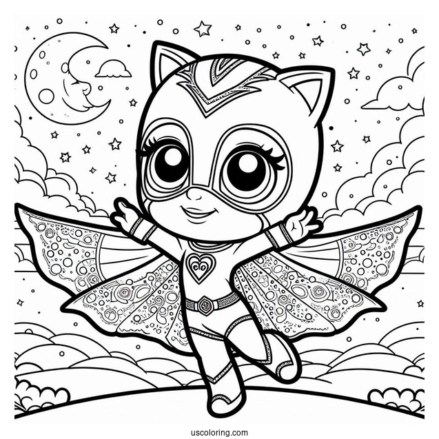 PJ Masks Coloring Page Of Luna Girl In The Night Sky