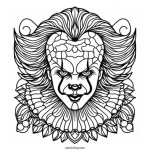 Intricate Pennywise Stained Glass Coloring Sheet