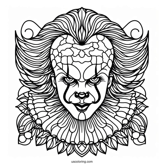 Intricate Pennywise Stained Glass Coloring Sheet
