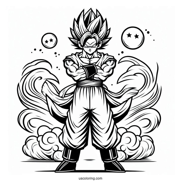 Dragon Ball Z Coloring Page Of Raditz Standing with Arms Crossed