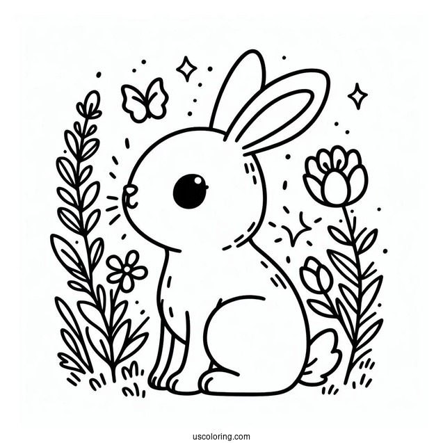 Spring Coloring Page Rabbit Outline Coloring Page For Preschoolers