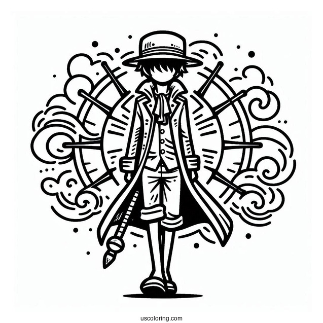 Easy Outline Of Shanks One Piece Coloring Page