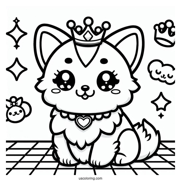 Kawaii Queen_s Corgi Coloring Sheet