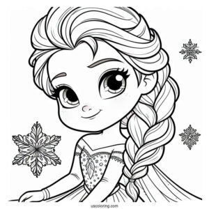 Elsa As A Kid Easy Coloring Sheet