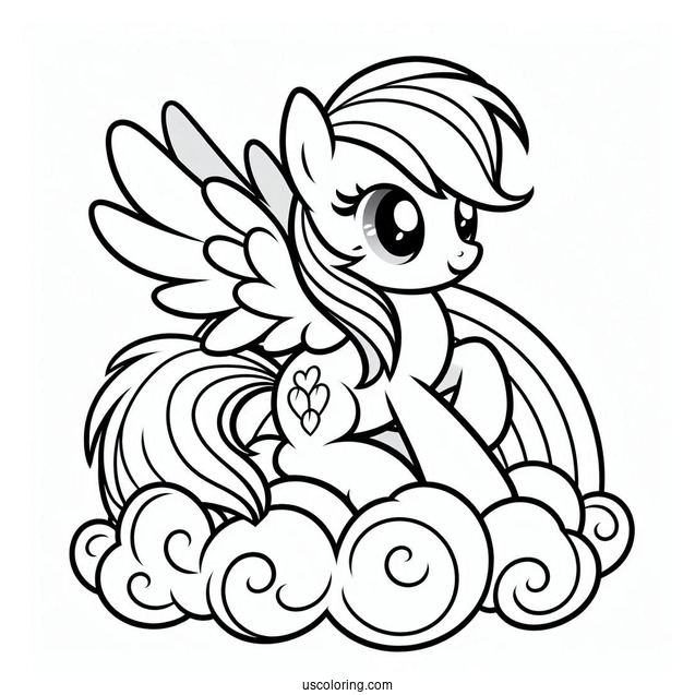 Rainbow Dash With Folded Wings On Cloud