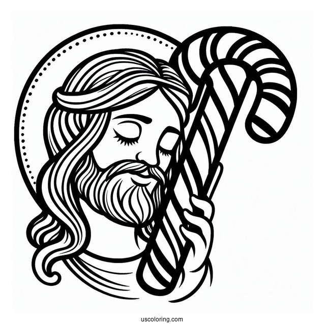 Jesus Candy Cane Coloring Page For Kids