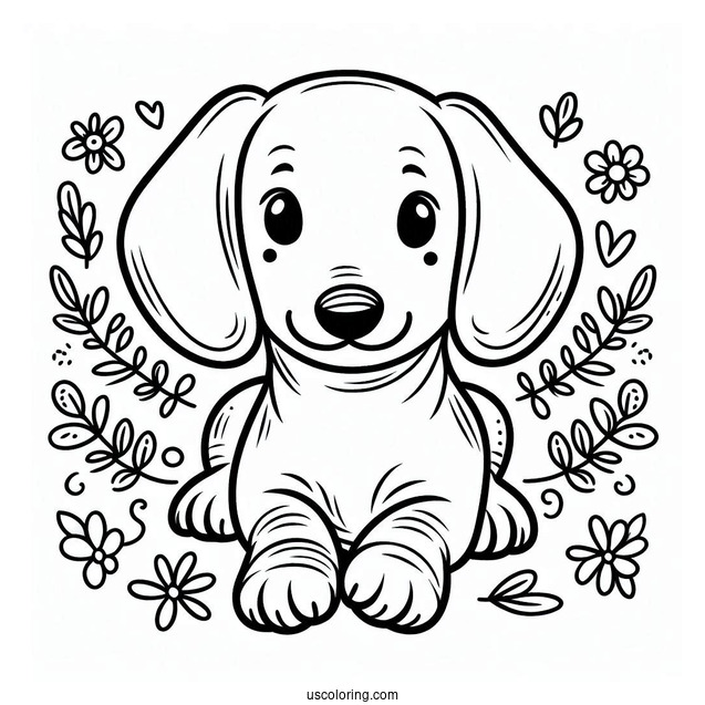 Easy Cute Dachshund Coloring Page For Preschoolers
