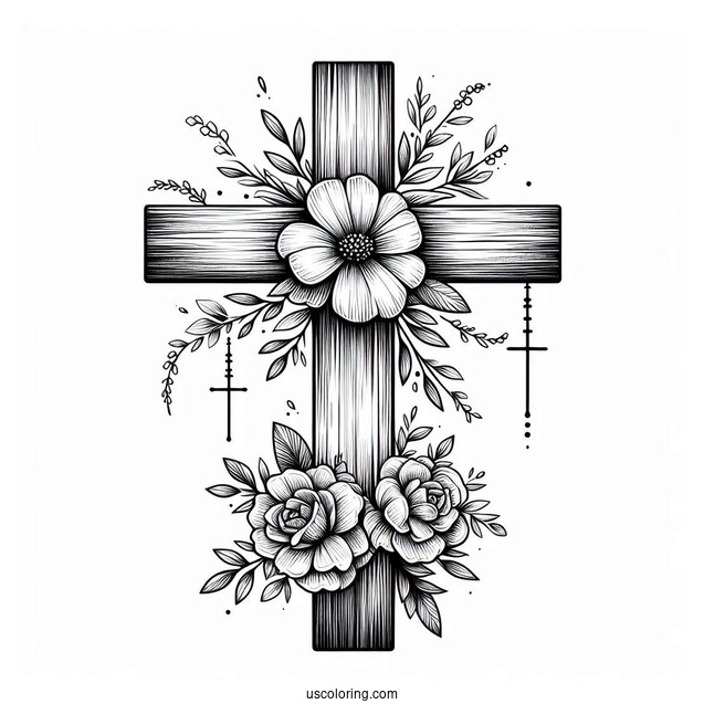 Three Wooden Crosses Coloring In
