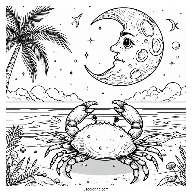 Nigerian Moon Crab Coloring Page At The Beach