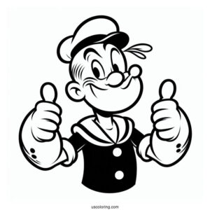 Simple Popeye Coloring Page Giving Two Thumbs Up For Kids